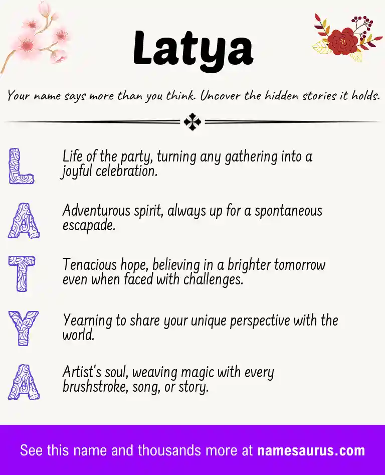 Acrostic poem about Latya.