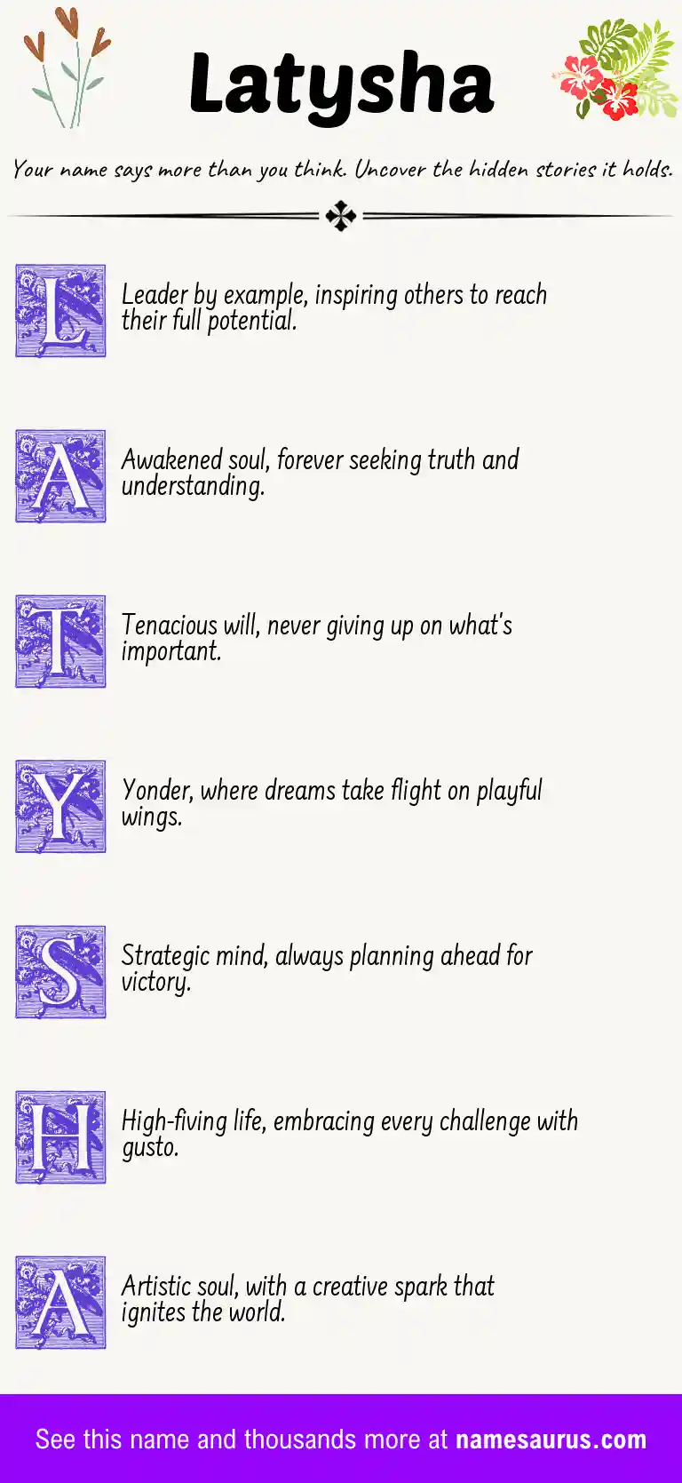 Acrostic poem about Latysha.