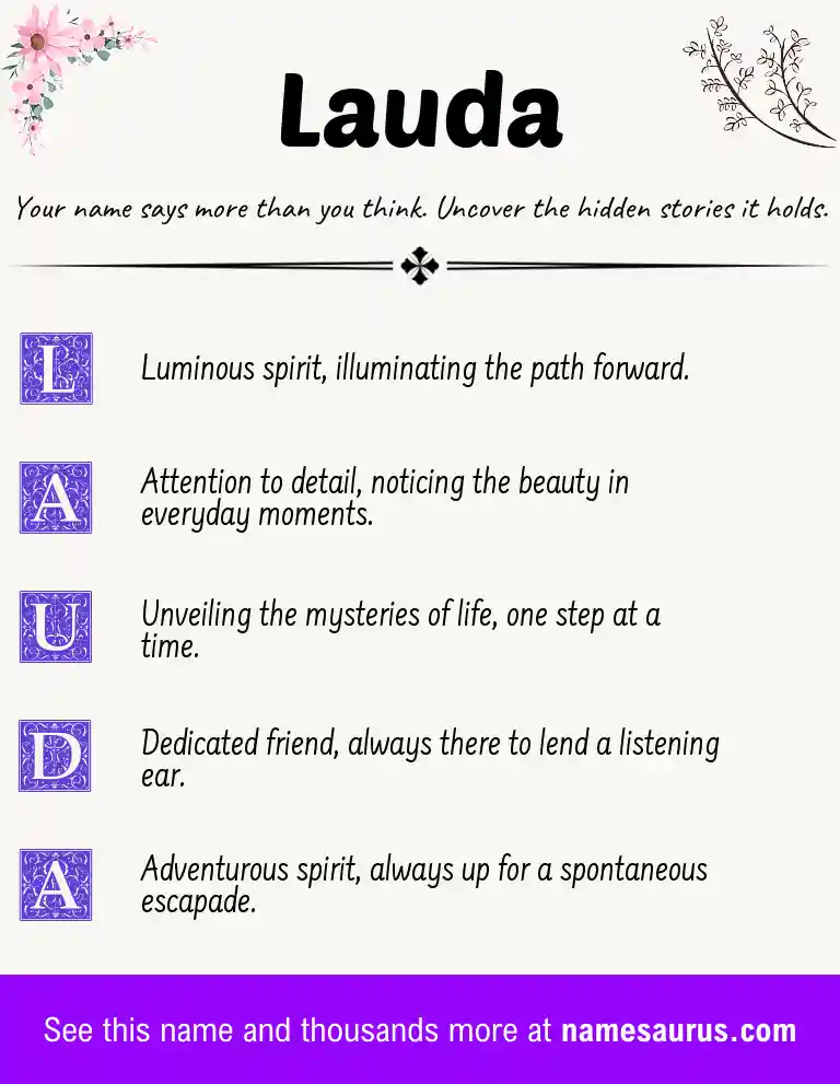 Acrostic poem about Lauda.