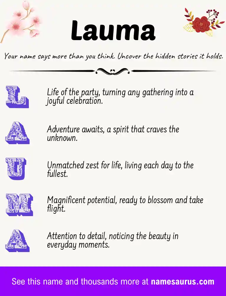 Acrostic poem about Lauma.