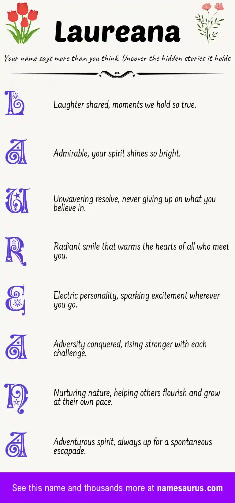 Acrostic poem about Laureana.