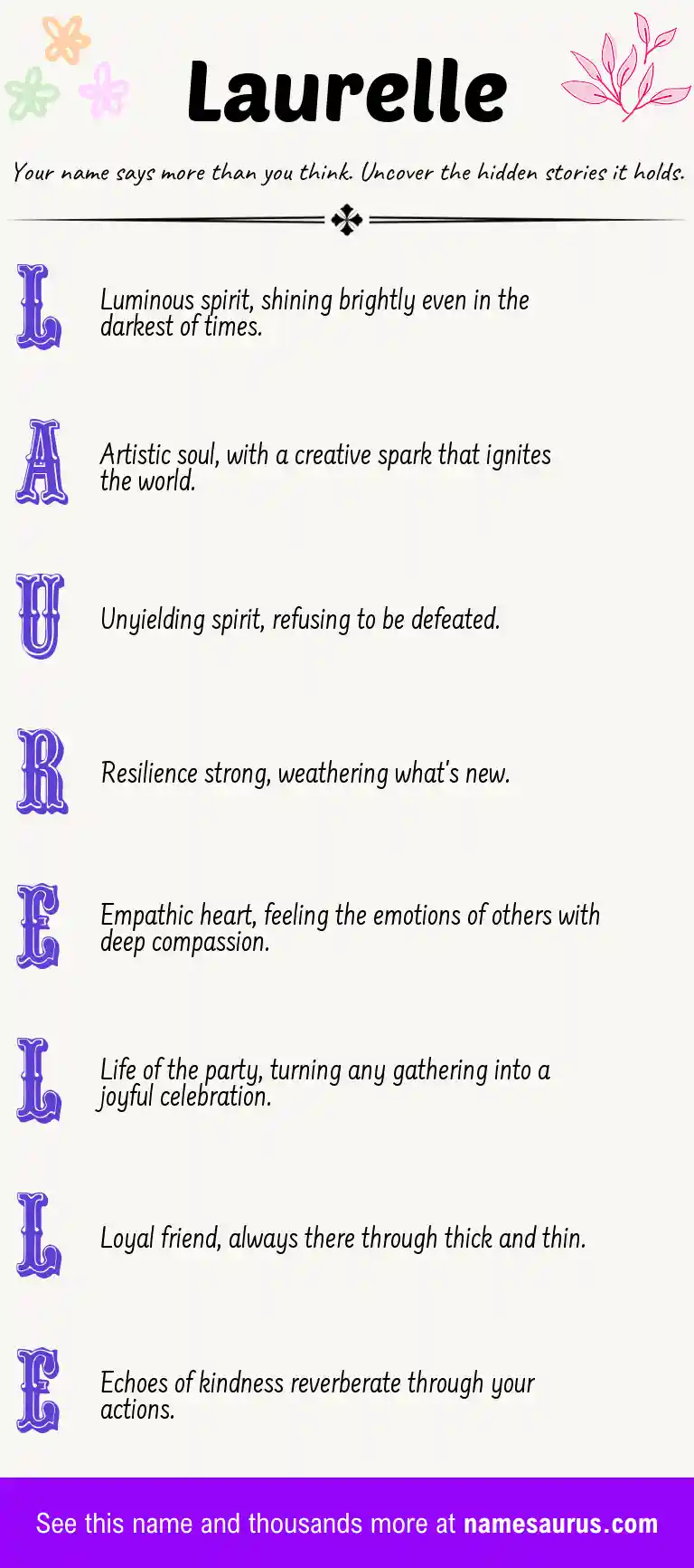 Acrostic poem about Laurelle.