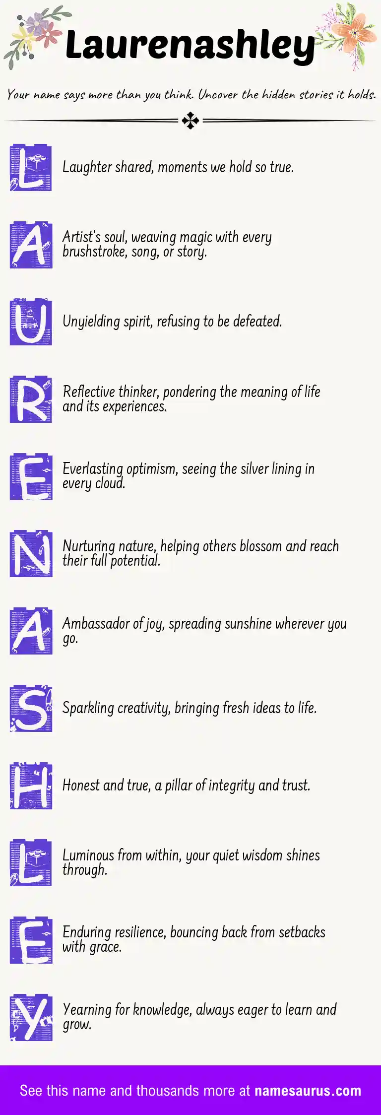 Acrostic poem about Laurenashley.