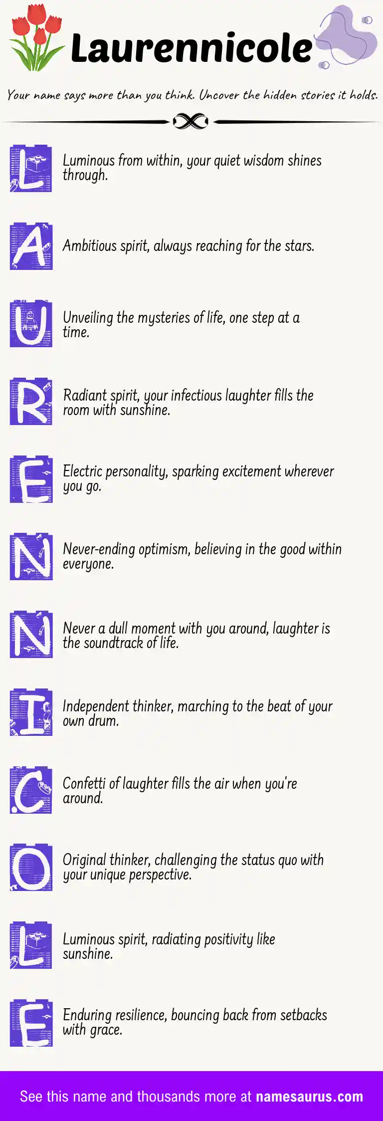 Acrostic poem about Laurennicole.