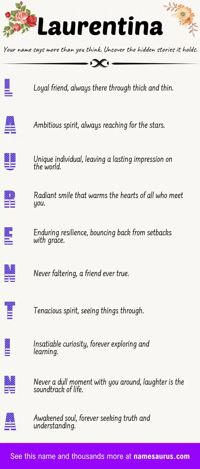 Acrostic poem about Laurentina.