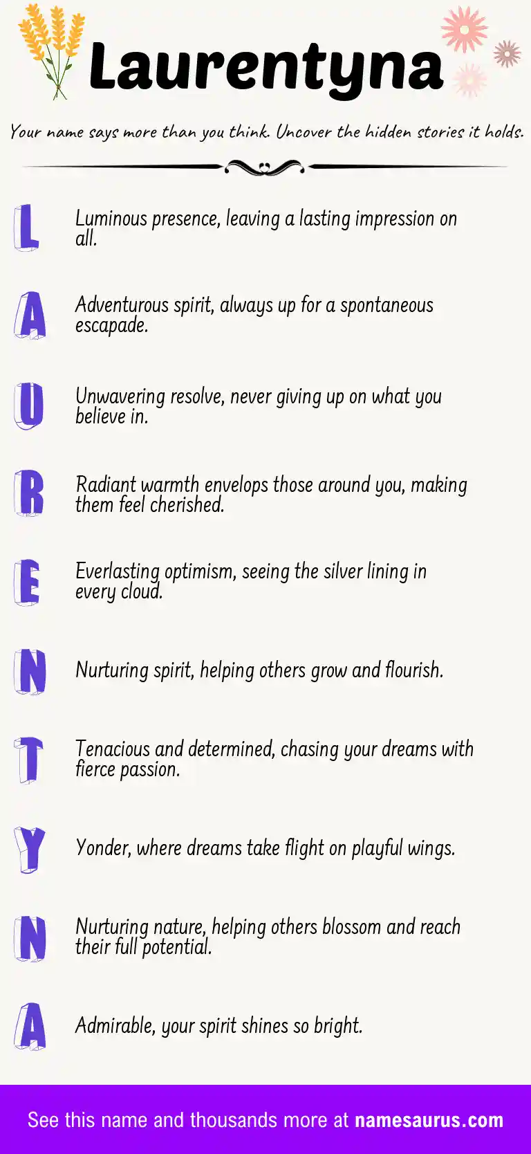 Acrostic poem about Laurentyna.