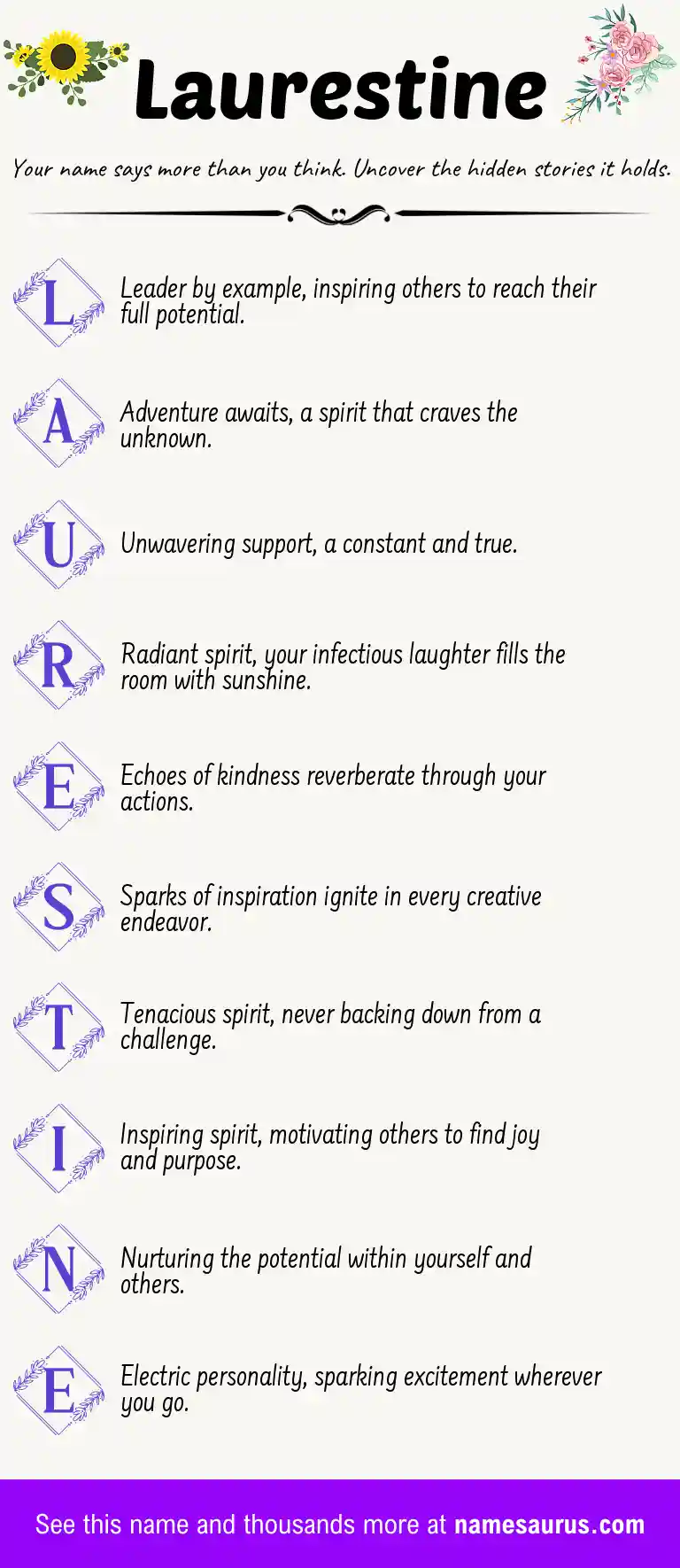 Acrostic poem about Laurestine.
