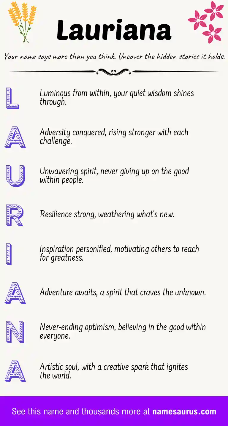 Acrostic poem about Lauriana.