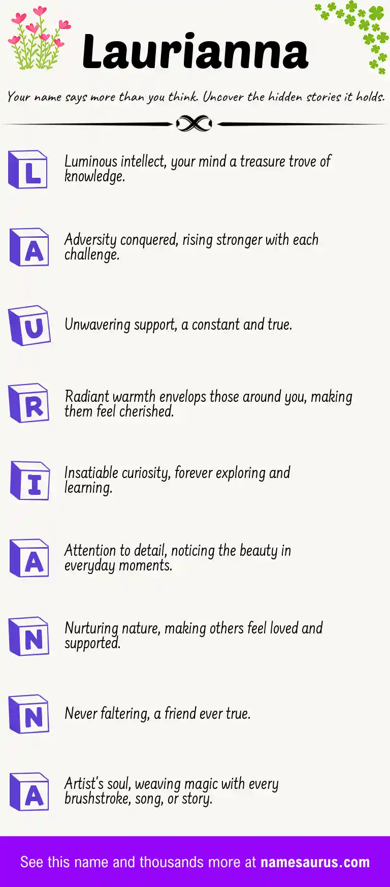 Acrostic poem about Laurianna.