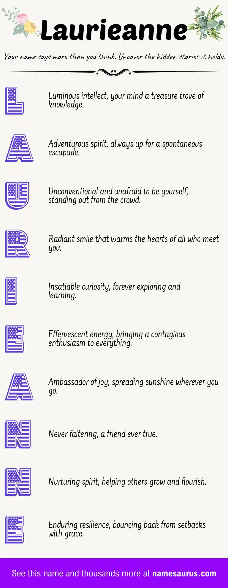 Acrostic poem about Laurieanne.