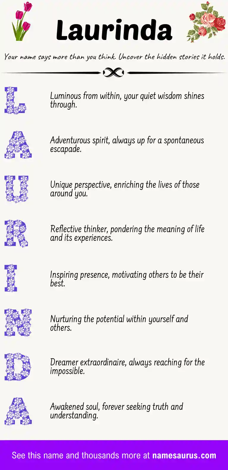 Acrostic poem about Laurinda.