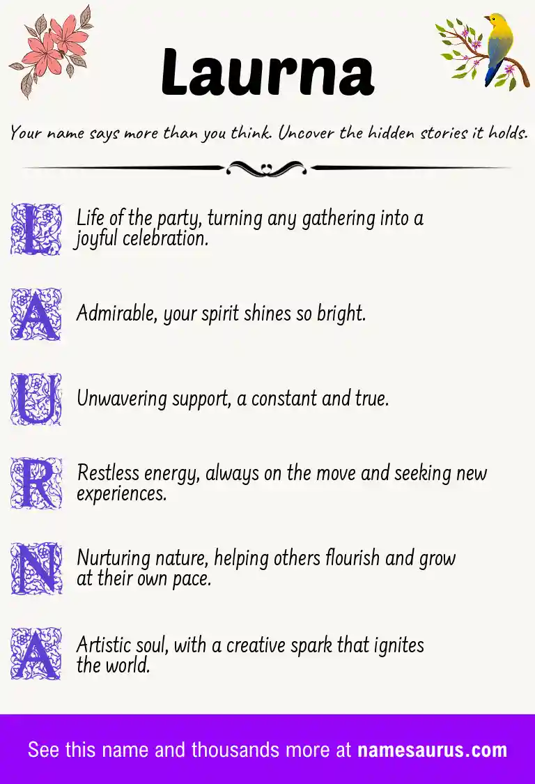 Acrostic poem about Laurna.