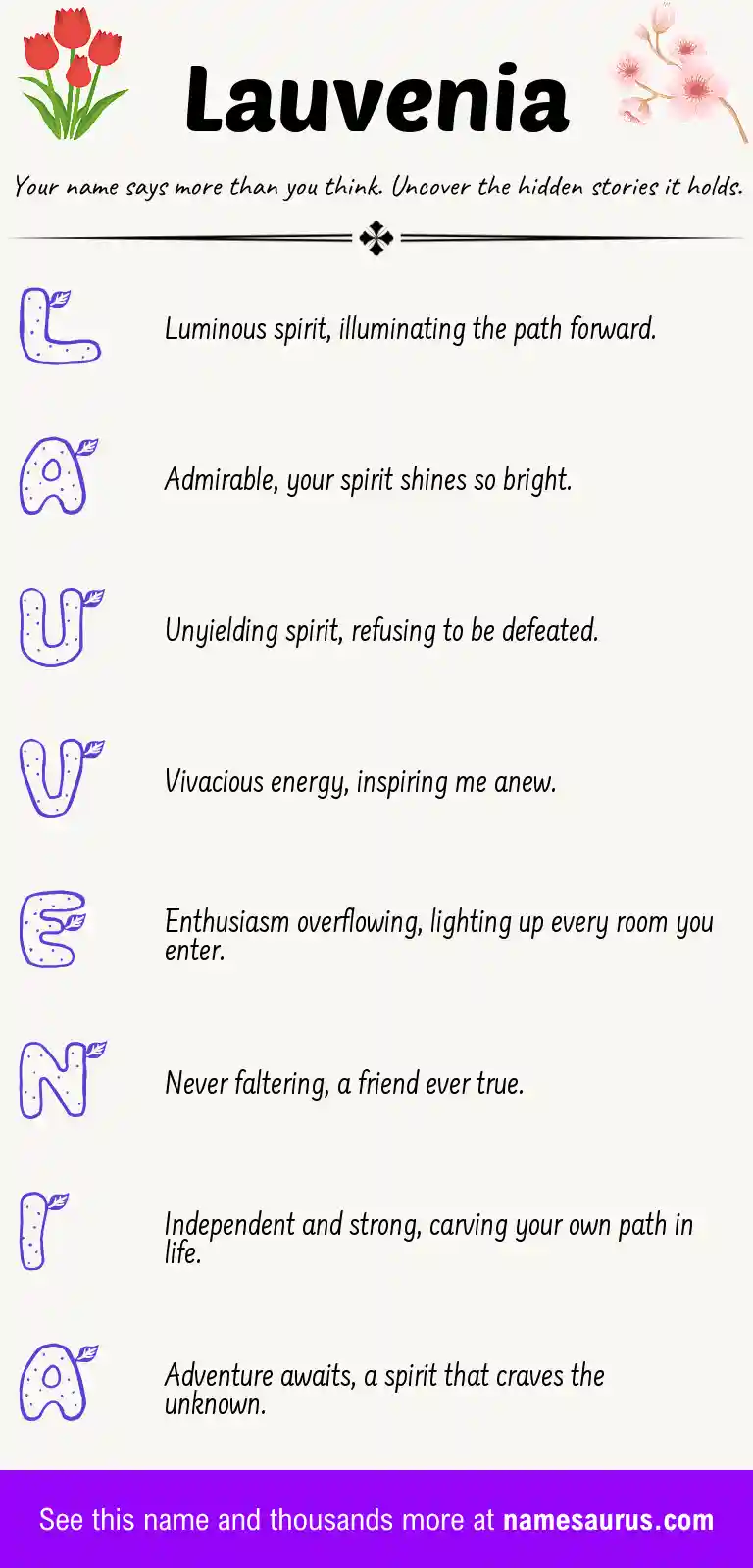 Acrostic poem about Lauvenia.