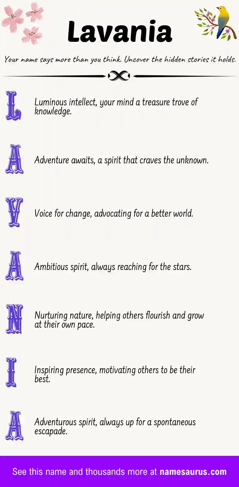 Acrostic poem about Lavania.