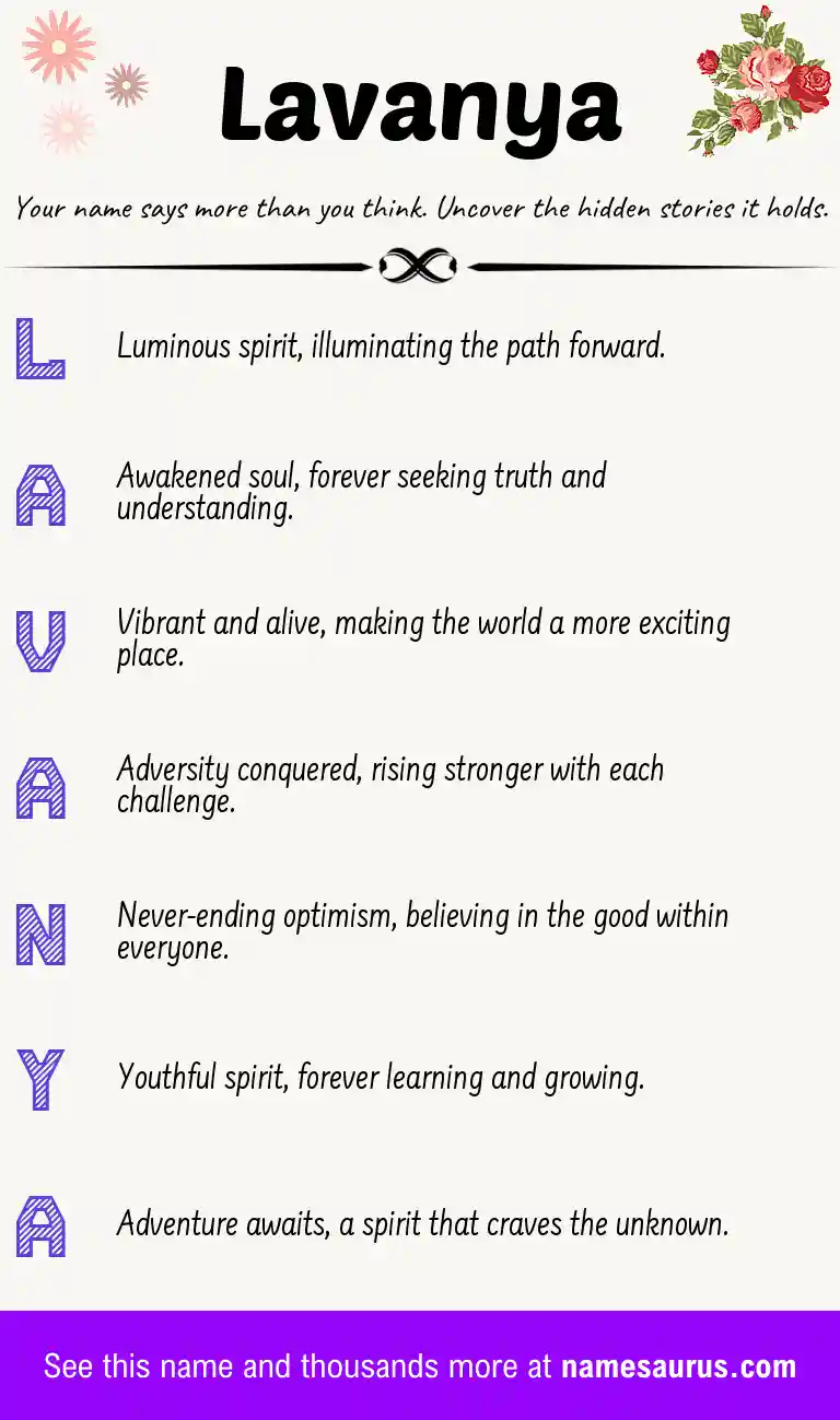 Acrostic poem about Lavanya.