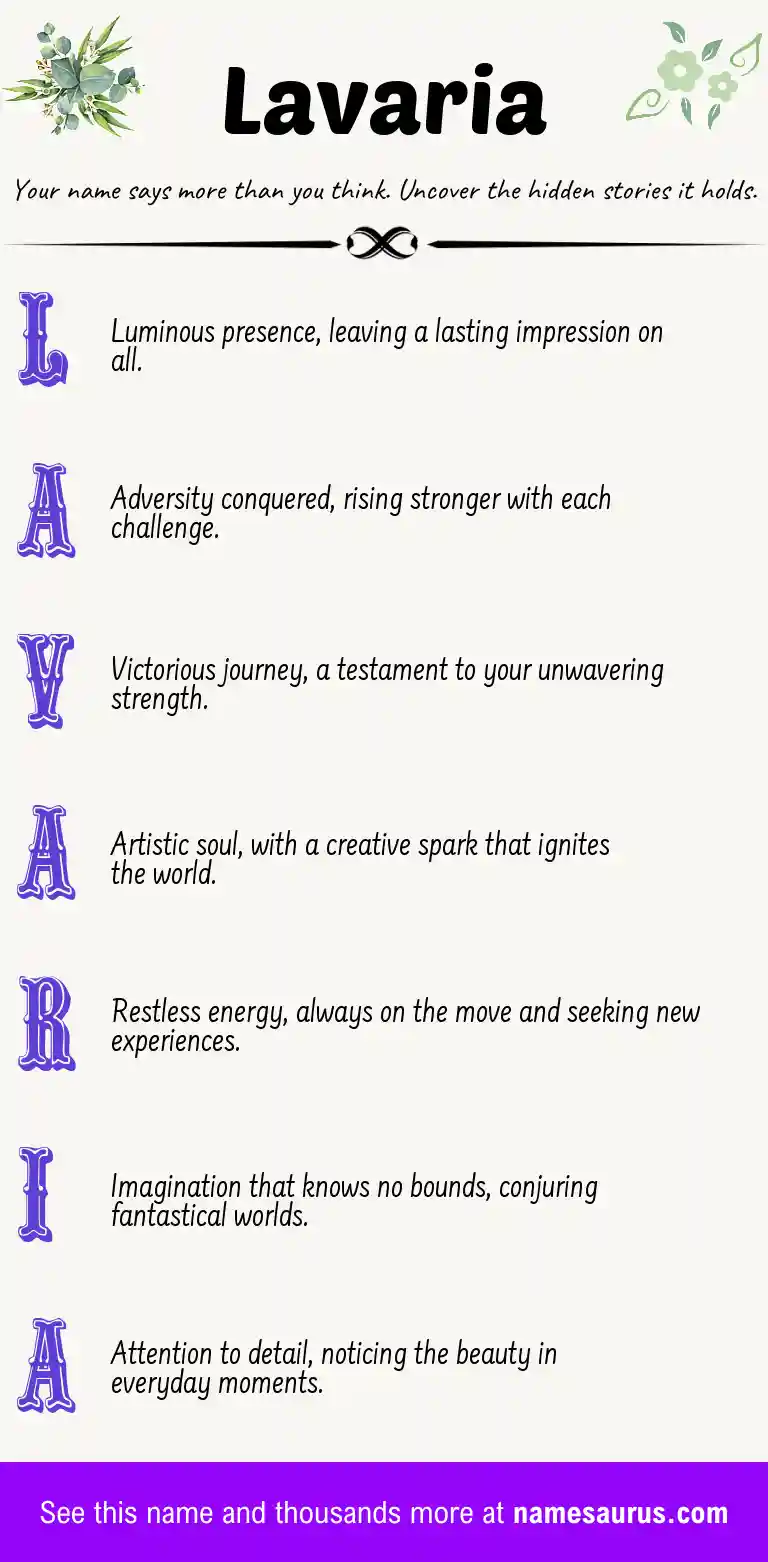 Acrostic poem about Lavaria.