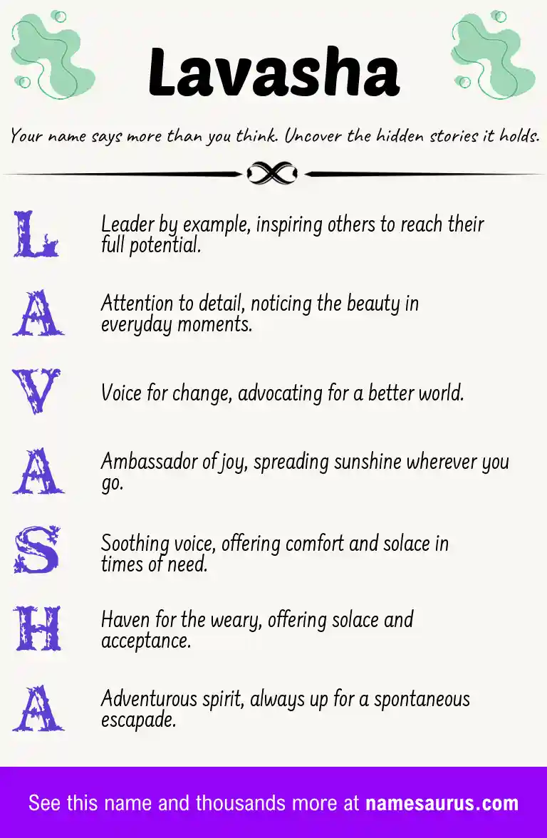 Acrostic poem about Lavasha.