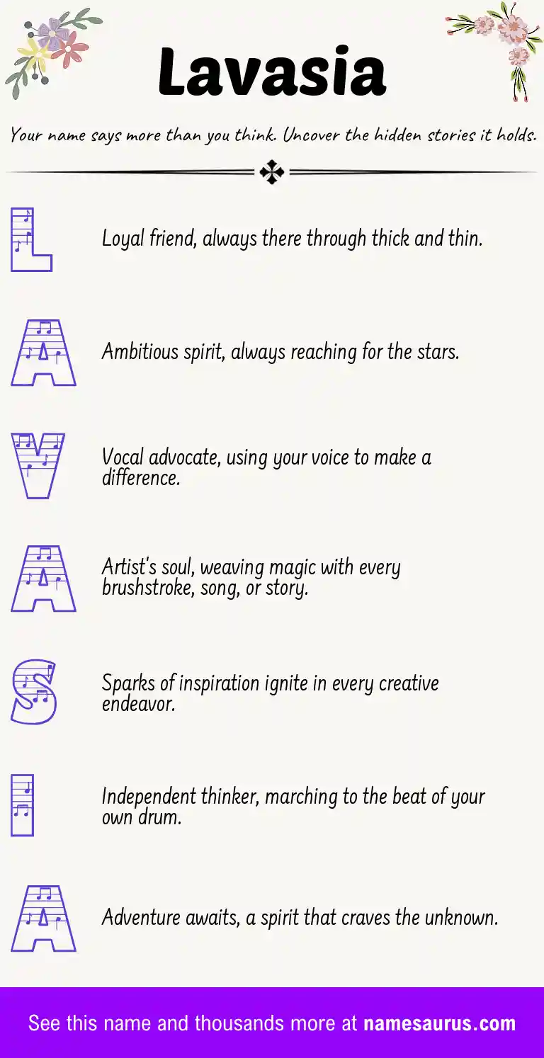 Acrostic poem about Lavasia.