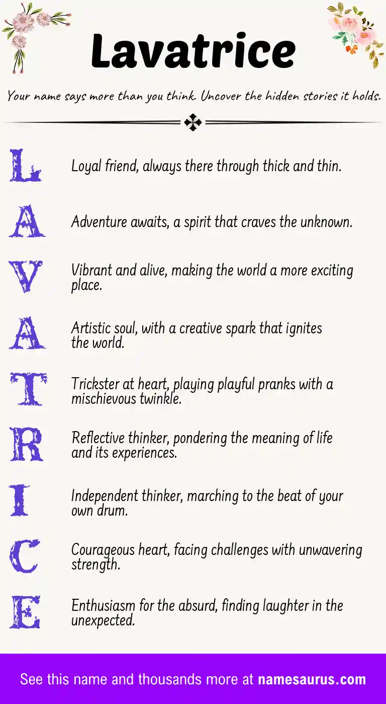 Acrostic poem about Lavatrice.