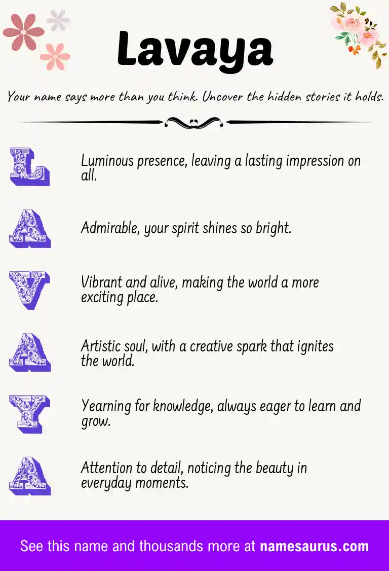 Acrostic poem about Lavaya.