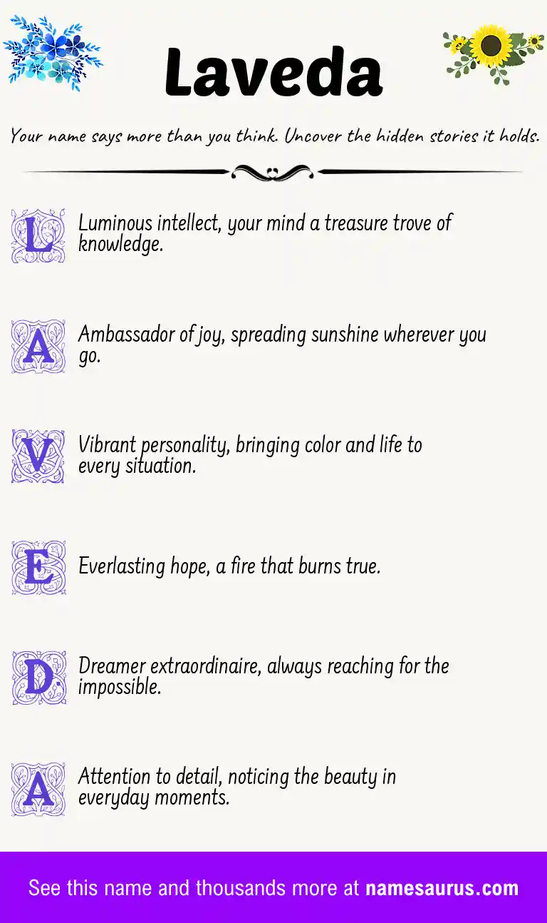 Acrostic poem about Laveda.