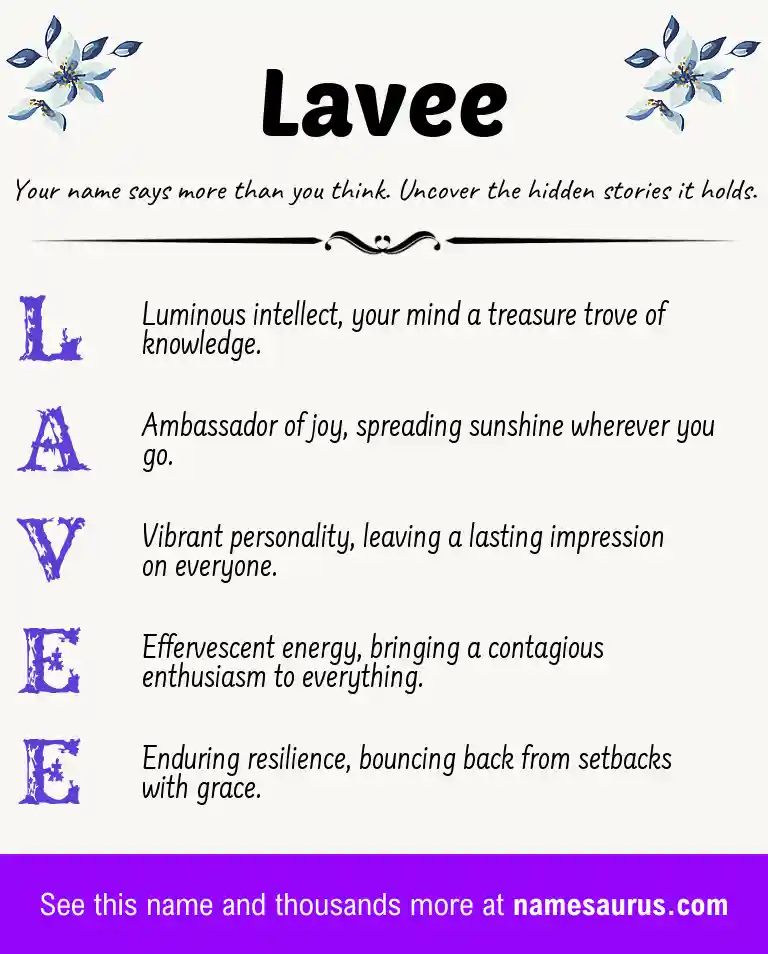 Acrostic poem about Lavee.