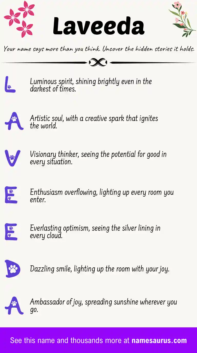 Acrostic poem about Laveeda.