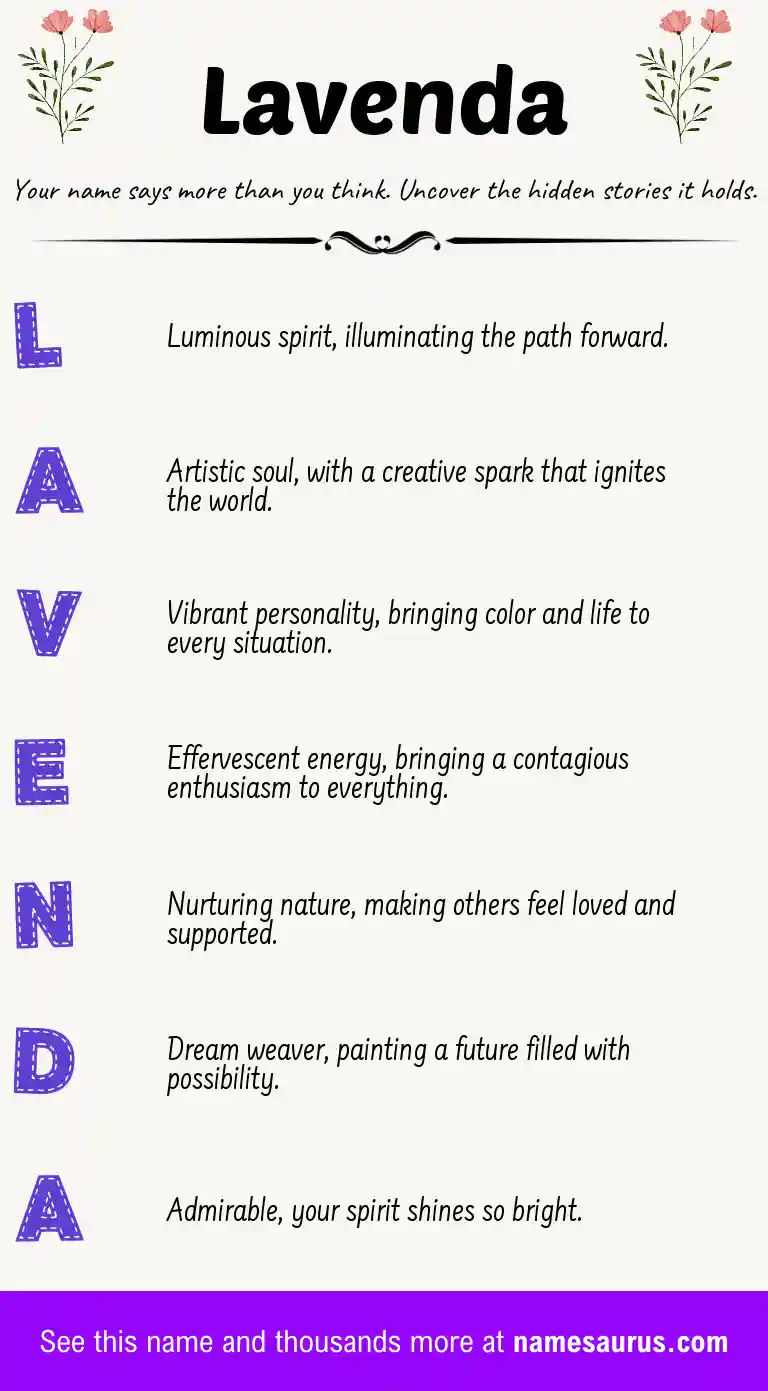 Acrostic poem about Lavenda.