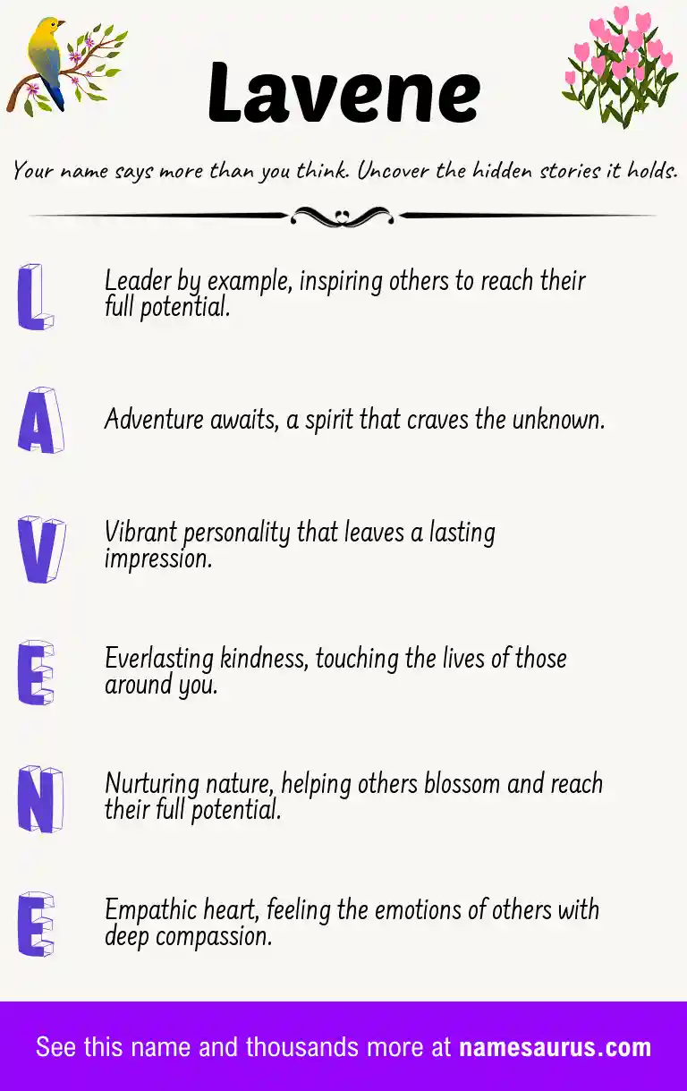 Acrostic poem about Lavene.