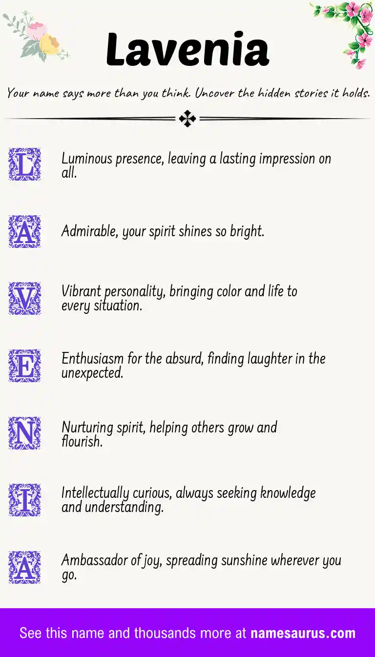 Acrostic poem about Lavenia.