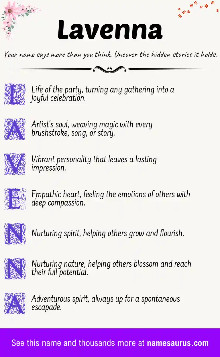 Acrostic poem about Lavenna.