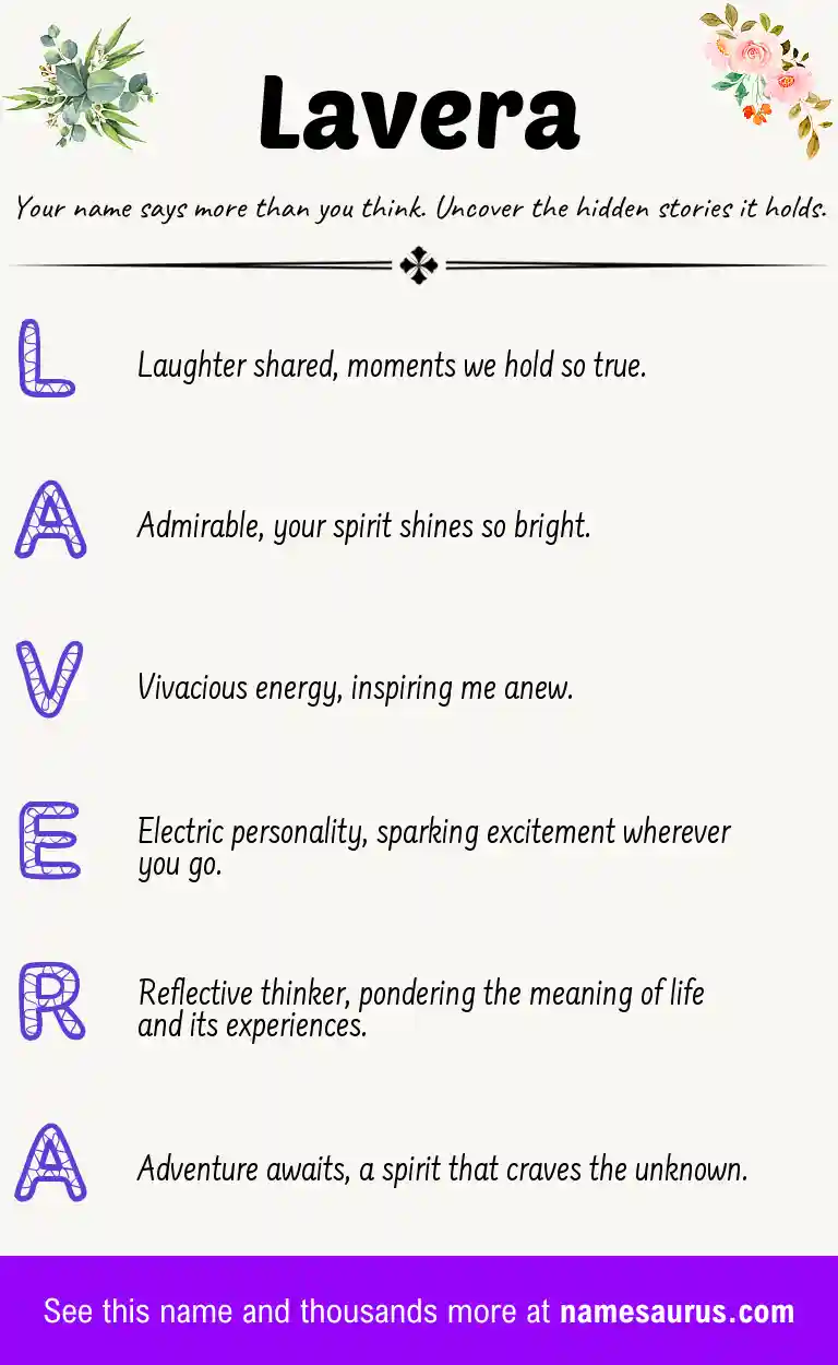 Acrostic poem about Lavera.