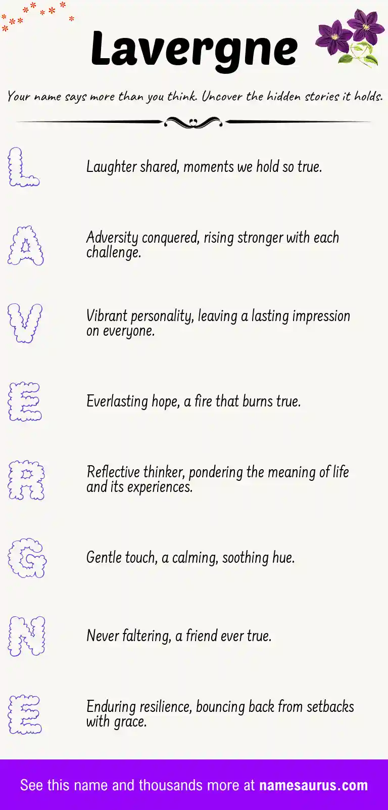 Acrostic poem about Lavergne.