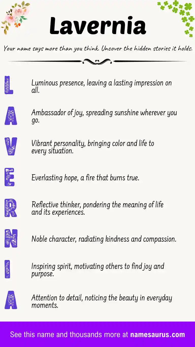 Acrostic poem about Lavernia.
