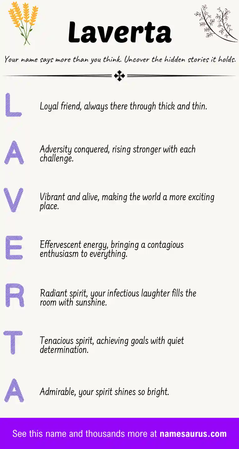 Acrostic poem about Laverta.