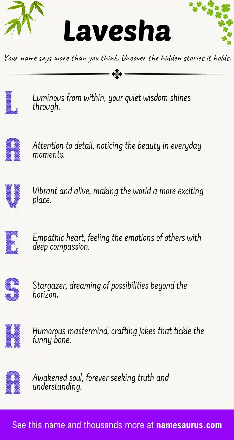 Acrostic poem about Lavesha.