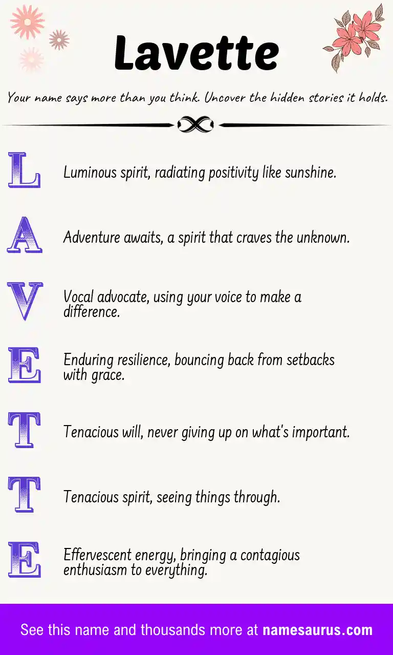 Acrostic poem about Lavette.