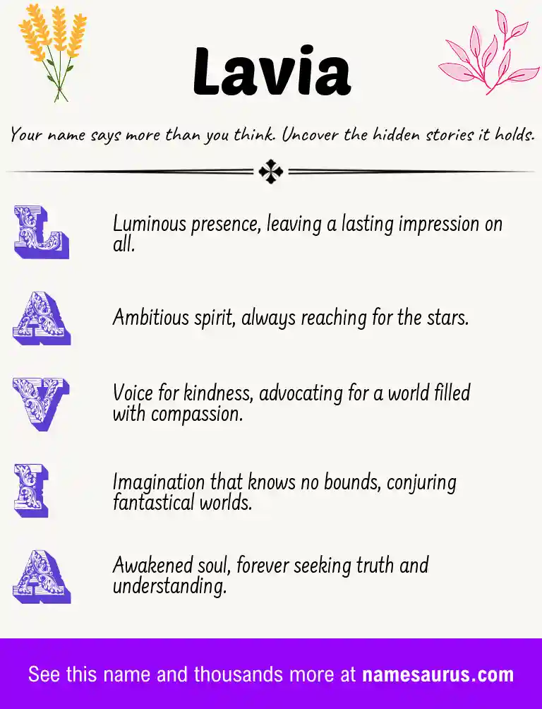 Acrostic poem about Lavia.