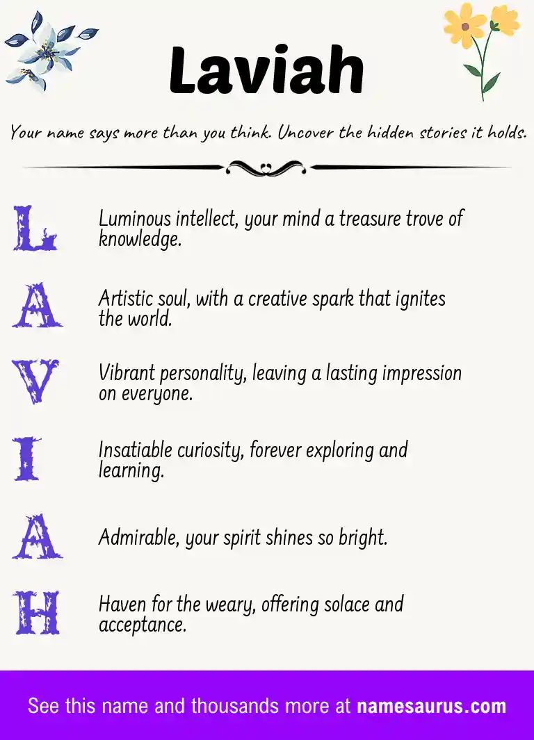 Acrostic poem about Laviah.