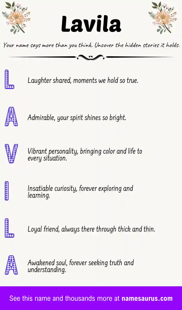 Acrostic poem about Lavila.