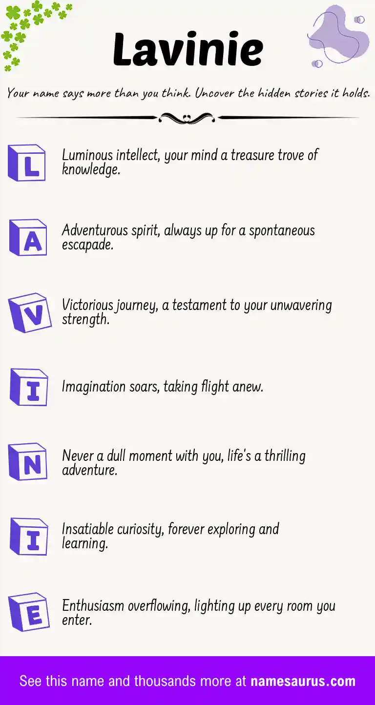 Acrostic poem about Lavinie.