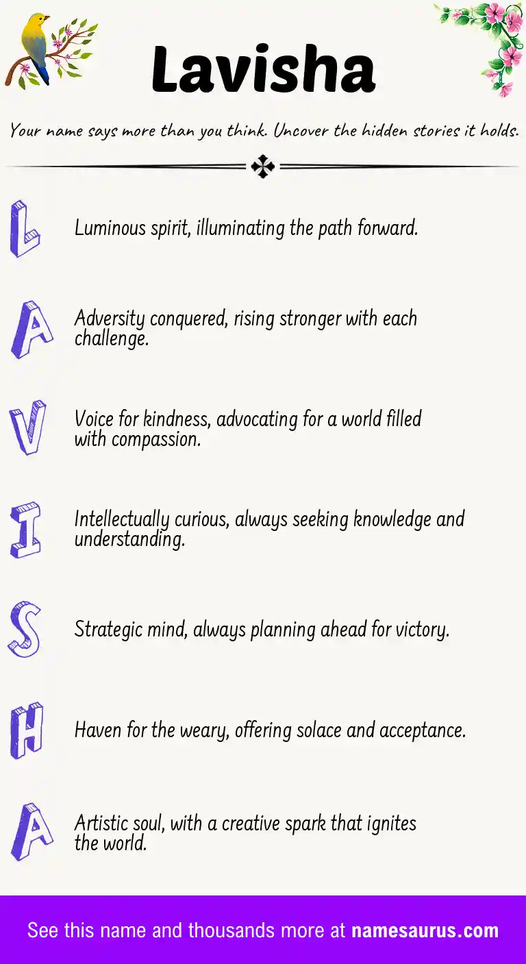 Acrostic poem about Lavisha.