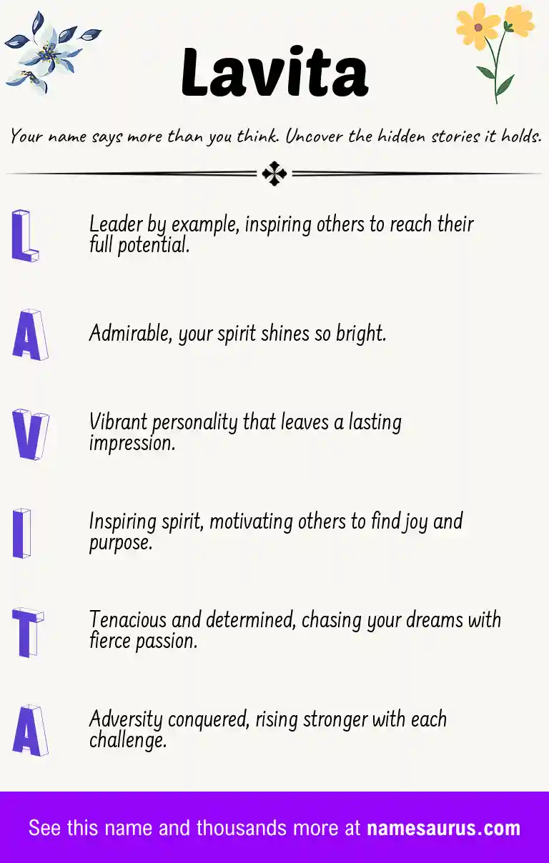 Acrostic poem about Lavita.