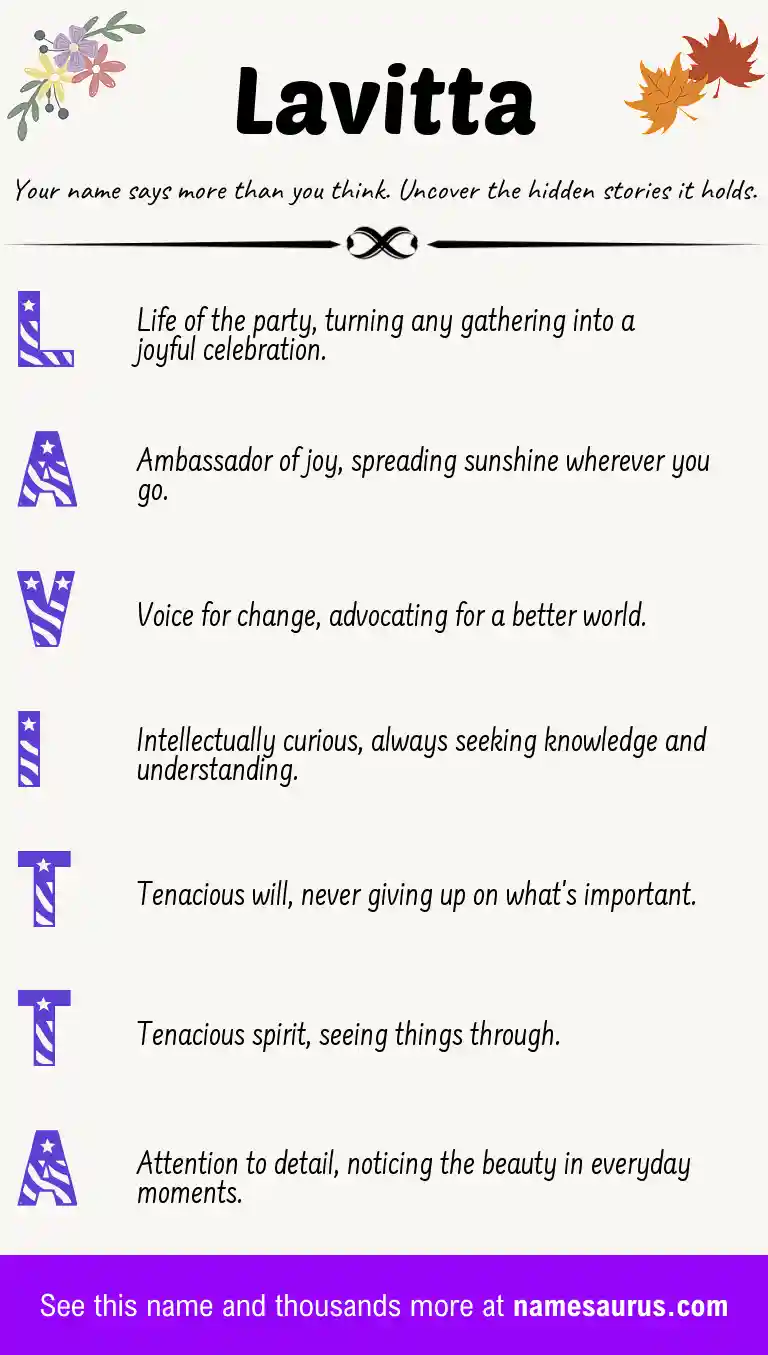 Acrostic poem about Lavitta.
