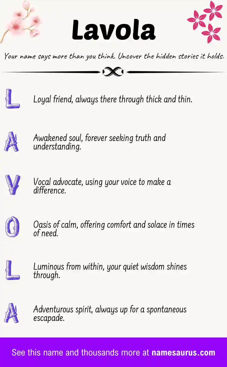 Acrostic poem about Lavola.