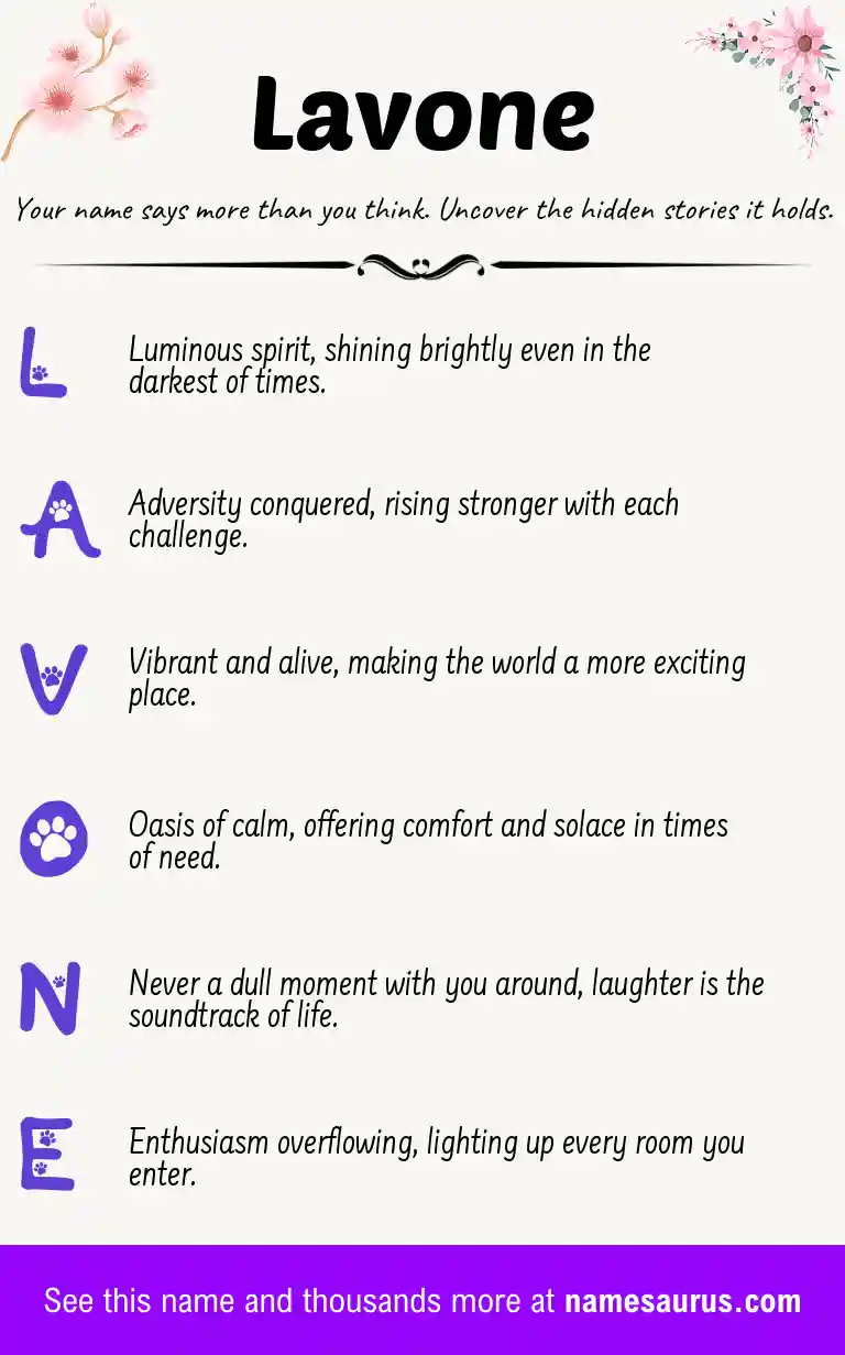 Acrostic poem about Lavone.