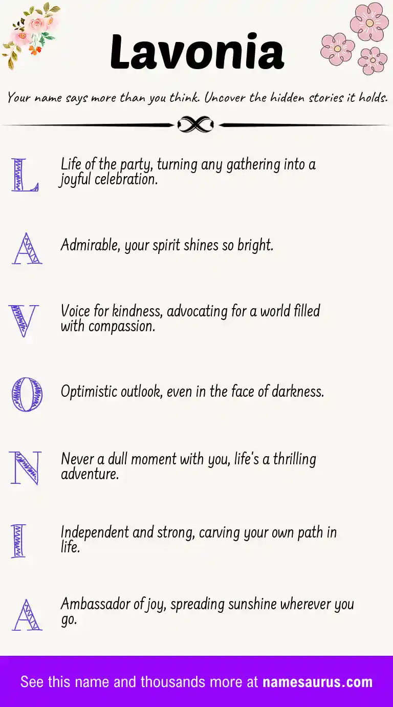 Acrostic poem about Lavonia.
