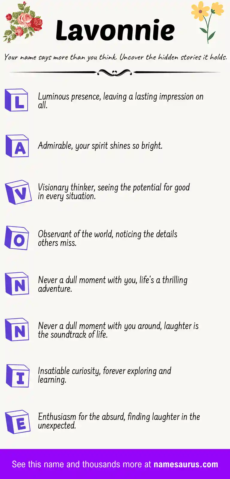 Acrostic poem about Lavonnie.