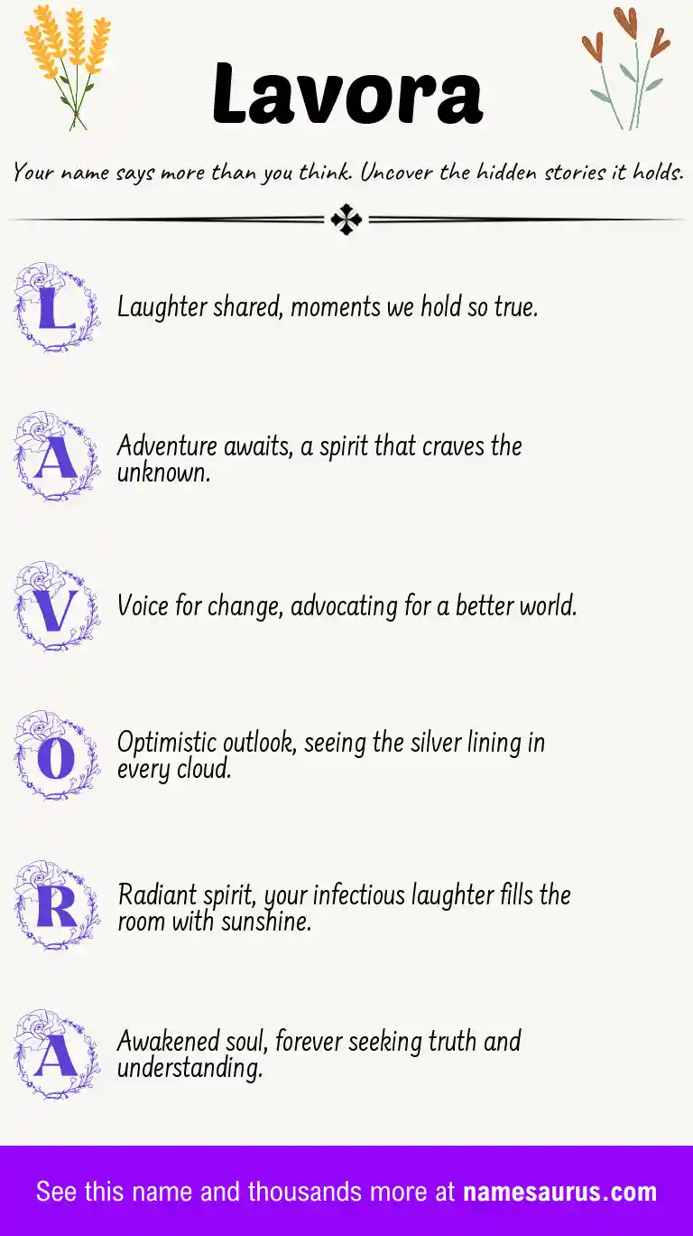 Acrostic poem about Lavora.