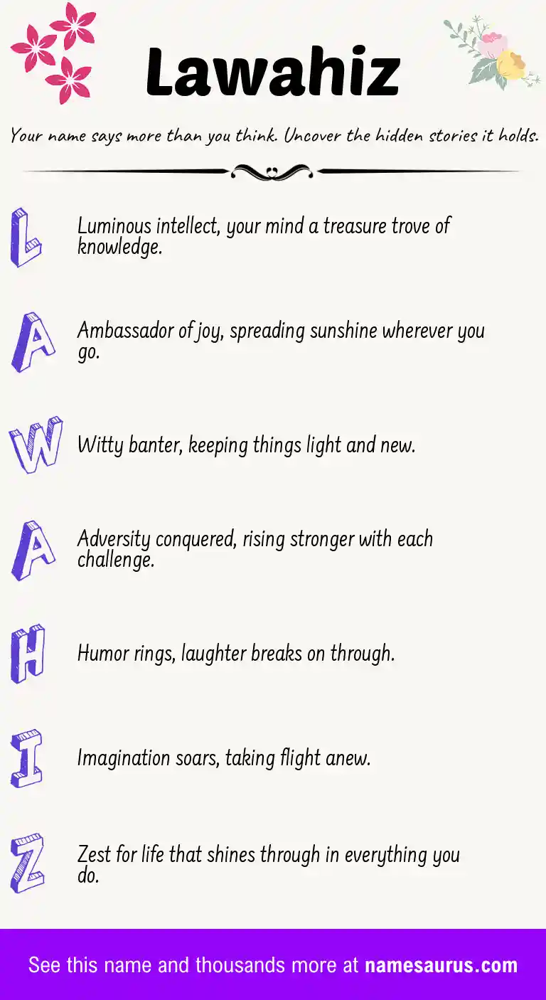 Acrostic poem about Lawahiz.